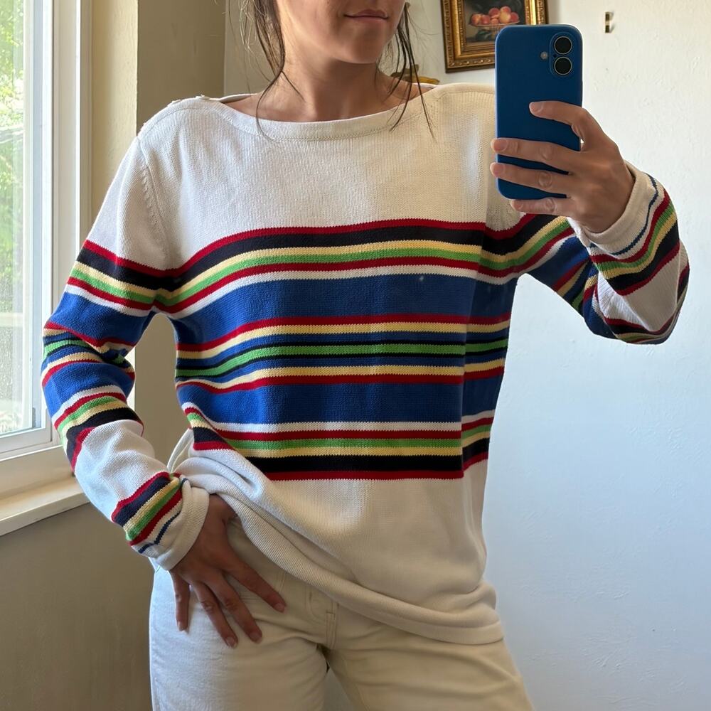 Vintage Striped Button Sweater size medium
